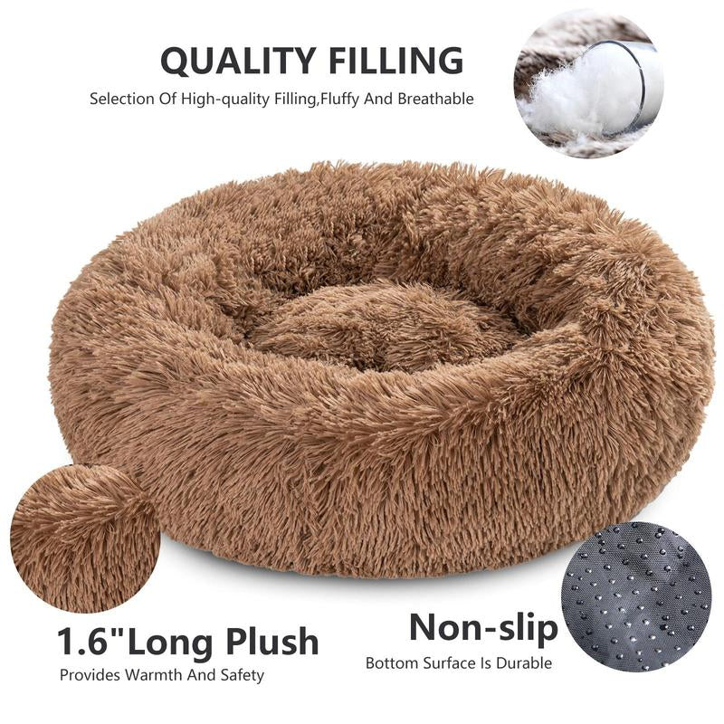 Portable Cat round Plush Bed, 1 Count Soft & Comfortable Pet Nest Bed, Multifunctional Pet Supplies for Indoor Use, Pet Accessories