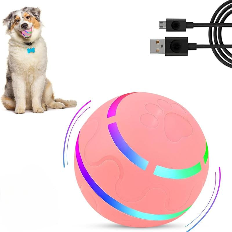 Petbobi Interactive Dog Ball,2 Modes Interactive Dog Toys USB Rechargeable Motion Activated Self Moving Dog Ball Toy Durable Peppy Pet Ball for Small Medium Dog LED Light