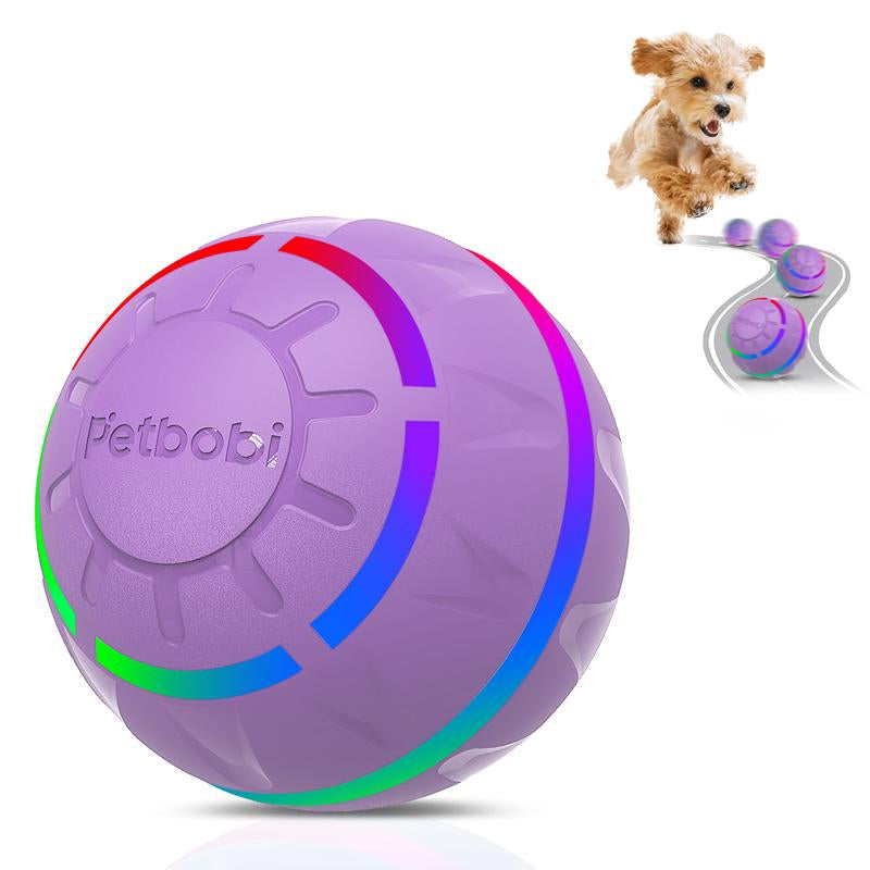 Petbobi Interactive Dog Ball,2 Modes Interactive Dog Toys USB Rechargeable Motion Activated Self Moving Dog Ball Toy Durable Peppy Pet Ball for Small Medium Dog LED Light